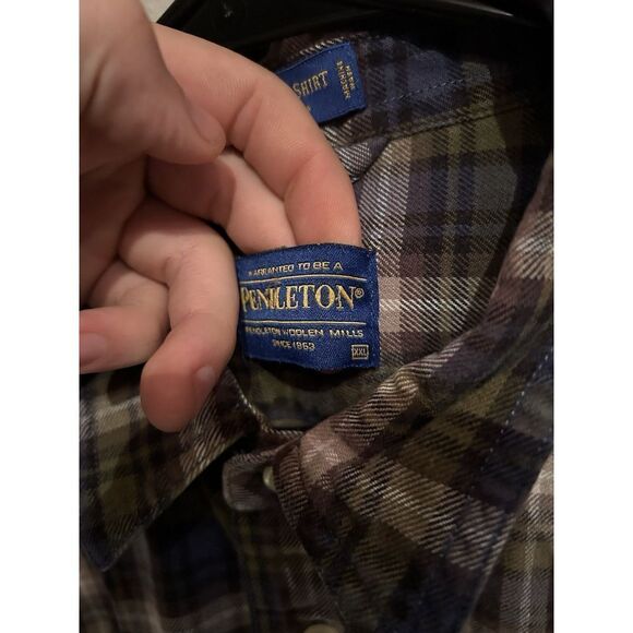 Pendleton Burnside Shirt Mens XXL Blue Green Button Up Flannel Plaid - Picture 2 of 7
